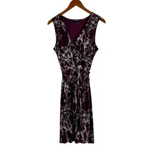 41 Hawthorn Kassidy Faux Wrap Dress, Floral Plum Sleeveless Lined Midi, Medium